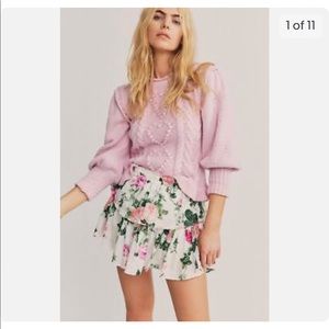 Love Shack Fancy Ballet Blush Ruffle Mini Skirt Size XS $295